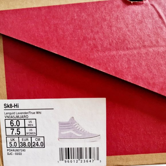 Vans SK8-HI in Languid Lavender + True White UK 5 EUR 38 Womens US 7.5 Mens US 6 - Picture 14 of 16